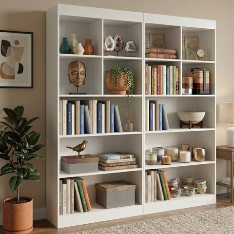 Kit 2 Estantes Multiuso para Livros 183x94cm Magnólia Yescasa Branco