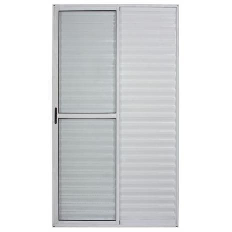 Porta Balcão de Aluminio Branco 03 Folhas Completa 210 x 150Mt