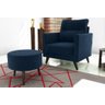 Kit Poltrona Decorativa Chicago com Puff - Azul Marinho Veludo - 1
