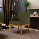 Ver imagem 3 de Poltrona Decorativa para Sala de Estar Base Mel Beatriz W01 Linho Verde - Lyam Decor