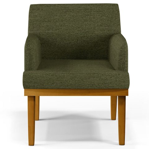 Poltrona Decorativa para Sala de Estar Base Mel Beatriz W01 Linho Verde - Lyam Decor 