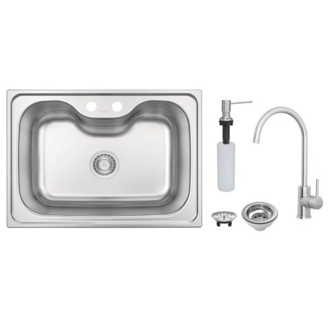 Cuba de Embutir Morgana 60 Fx Retangular Undermount Aço Inox com Monocomando e Dosador de Sabão