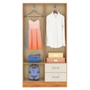 Ver imagem 4 de Guarda-roupa Solteiro Panamá 4 Portas 2 Gavetas Cinamomo/off White - Fellicci