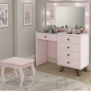 Ver imagem 2 de Kit Penteadeira Com Banqueta Em MDF 00809101X022034 Rose LPA