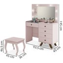 Ver imagem 3 de Kit Penteadeira Com Banqueta Em MDF 00809101X022034 Rose LPA