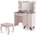 Ver imagem 1 de Kit Penteadeira Com Banqueta Em MDF 00809101X022034 Rose LPA
