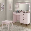 Ver imagem 7 de Kit Penteadeira Com Banqueta Em MDF 00809101X022034 Rose LPA