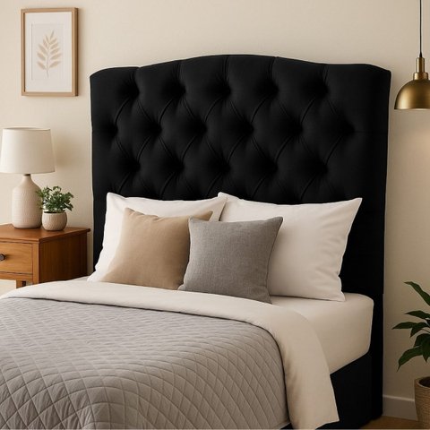 Cabeceira Solteiro Modelo Esmeralda 90cm Estofada Capitonê:preto