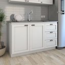 Ver imagem 1 de Balcão de Cozinha para Pia Essenza 2 Portas 3 Gavetas 100% Mdf Branco Fosco - Panorama Móveis