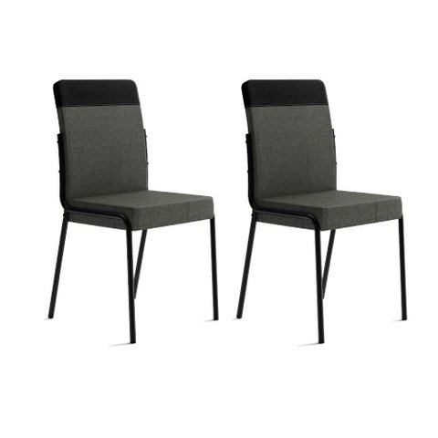 Conjunto 2 Cadeiras de Jantar Duo 1739 Carraro Grafite/preto