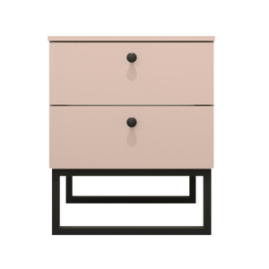 Mesa de Cabeceira Industrial Mdf com Pés Metalon Preto Plancasa Sal Rosa