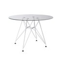 Ver imagem 1 de Mesa Eiffel Redonda 90Cm Tampo De Vidro Com Base De Ferro Branco - Cor: Branco