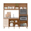 Ver imagem 2 de Cozinha Compacta Piatã 7 Portas 3 Gavetas sem Tampo Ipê/off White/ripado Ipê - Nicioli