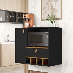 Armario para Cozinha Suspenso Edipo Cor Preto / Nature - Comprar Moveis em Casa - 1