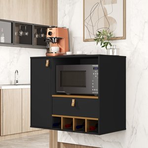Armario para Cozinha Suspenso Edipo Cor Preto / Nature - Comprar Moveis em Casa