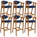 Ver imagem 1 de Kit 06 Banquetas Alta Cozinha Bancada Bar Sala de Jantar Fixa Cecília L02 Suede Azul Marinho - Lyam