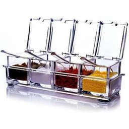 Porta Condimentos E Temperos Acrílico Lindo Crystal 4 Potes - 1