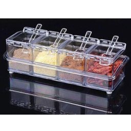 Porta Condimentos E Temperos Acrílico Lindo Crystal 4 Potes - 4