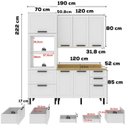 Ver imagem 3 de Cozinha Modulada 4 Pecas 190 Cm Mdf Branco Carvalho Tecno Mobili
