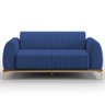 Sofá 3 Lugares para Sala de Estar Molino 210cm D02 Pés D'ouro Veludo Azul Marinho C-304 - Lyam - 3
