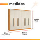 Ver imagem 4 de Guarda Roupas Casal 6 Portas 8 Gavetas Canadá Madeirado/off White Aramóveis