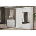Ver imagem 1 de Guarda Roupa Casal 2 Portas de Correr (1 C/ Espelho) e 8 Gavetas Sienna/versatto Neve - Novo