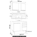Ver imagem 4 de Armário Cozinha e Balcão com Pia 100cm Luziania Cinza Claro - Lumil