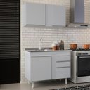 Ver imagem 1 de Armário Cozinha e Balcão com Pia 100cm Luziania Cinza Claro - Lumil