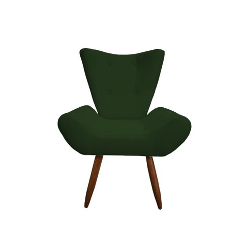 Poltrona Decorativa Emilia Suede Verde Pés Madeira Ms Decor