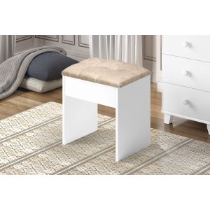 Banqueta Camarim Puff Estofada Conforto e Compacta:branco