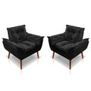 Ver imagem 1 de Kit 02 Poltrona Opala Decorativa Suede Preto