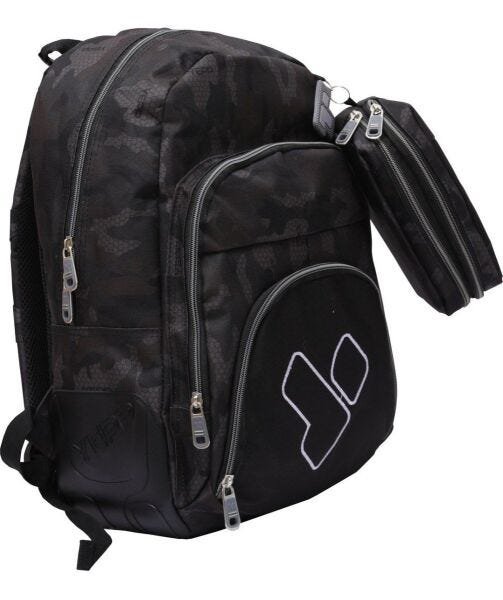 Kit 10 Mochilas Masculina Acolchoada Juvenil Com Estojo - Cinza - 1