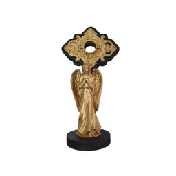 Imagem Anjo Da Guarda Dourado Feita Em Resina Com Relicário - 1