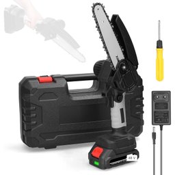Mini Motoserra Elética Portátil Potente Bateria Recarregável Serra Poda Galho Bateria 2x48v - Bivolt - 4