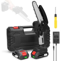 Mini Motoserra Elética Portátil Potente Bateria Recarregável Serra Poda Galho Bateria 2x48v - Bivolt - 2