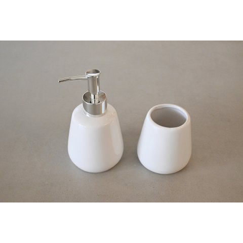 Kit Banheiro de Cerâmica 2 Peças Branco - Jolitex