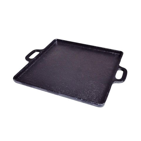 Bifeteira de Ferro Fundido Lisa Quadrada Alça Ferro 30x30cm