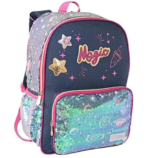 Mochila Bolsa Meninas Infantil Criança Passeio Escola Paetê - Verde - 1