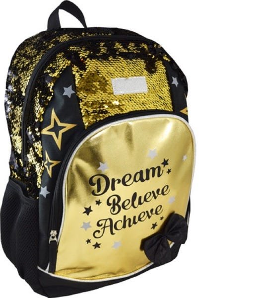Mochila Bolsa Meninas Infantil Criança Passeio Escola Paetê - Dourado - 1