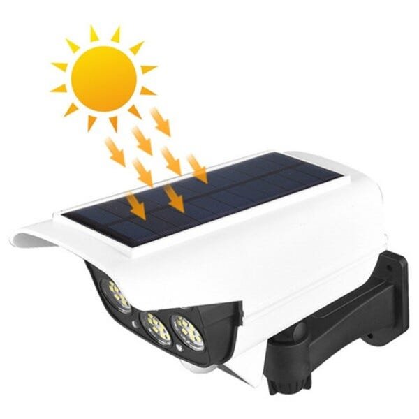 Luminária Solar Câmera Falsa Sensor de Proximidade 77 Leds 3 Funções - 10