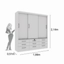 Ver imagem 3 de Guarda Roupa Chicago 3 Portas 9 Gavetas com Espelho Tcil:branco