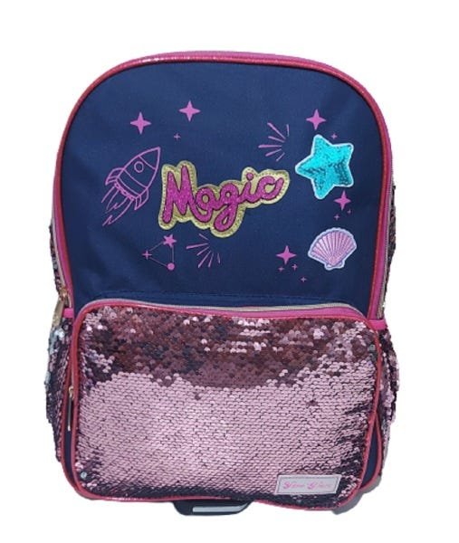 Mochila Bolsa Meninas Infantil Criança Passeio Escola Paetê - Rosa - 1