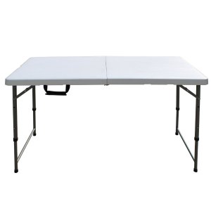 Mesa Dobrável Camping Vira Maleta 61x127cm Até 4 Pessoas Estrutura em Aço Portátil Fácil de Montar