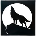 Ver imagem 1 de Quadro Lobo Uivando em Ferro com Pintura Eletrostática Selvagem