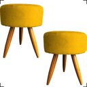 Ver imagem 1 de Kit 2 Puff Decorativo Redondo para Sala Quarto Penteadeira Pé Palito Castanho Suede Cores