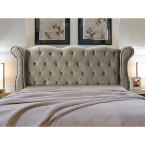 Cabeceira Cama Box King Size Estofada Luxo Madeira Safira:capuccino