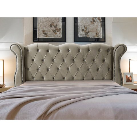 Cabeceira Cama Box King Size Estofada Luxo Madeira Safira:capuccino