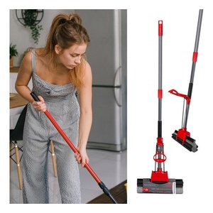 Mop Rodo Esponja Limpa Pisos E Vidros Seca Sem Torcer