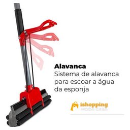 Mop Rodo Esponja Limpa Pisos E Vidros Seca Sem Torcer - 4