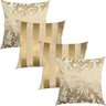 Kit Manta Floral e 4 Capas de Almofadas Dourado 45x45cm - 2